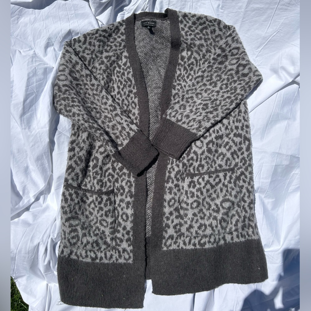 LuckyBrand Long Cheetah Cardigan